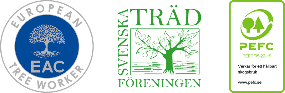 Logotyper för European Tree Worker, Svenska Trädföreningen, PEFC